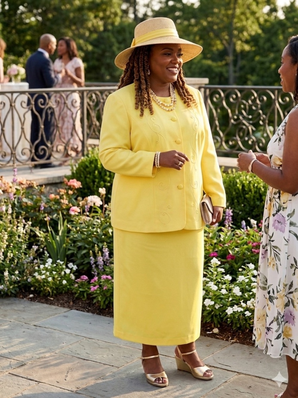 Elegant Pale Yellow Skirt Set with Embroidered Jacket